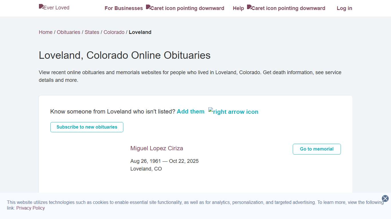 Loveland, Colorado Online Obituaries Ever Loved